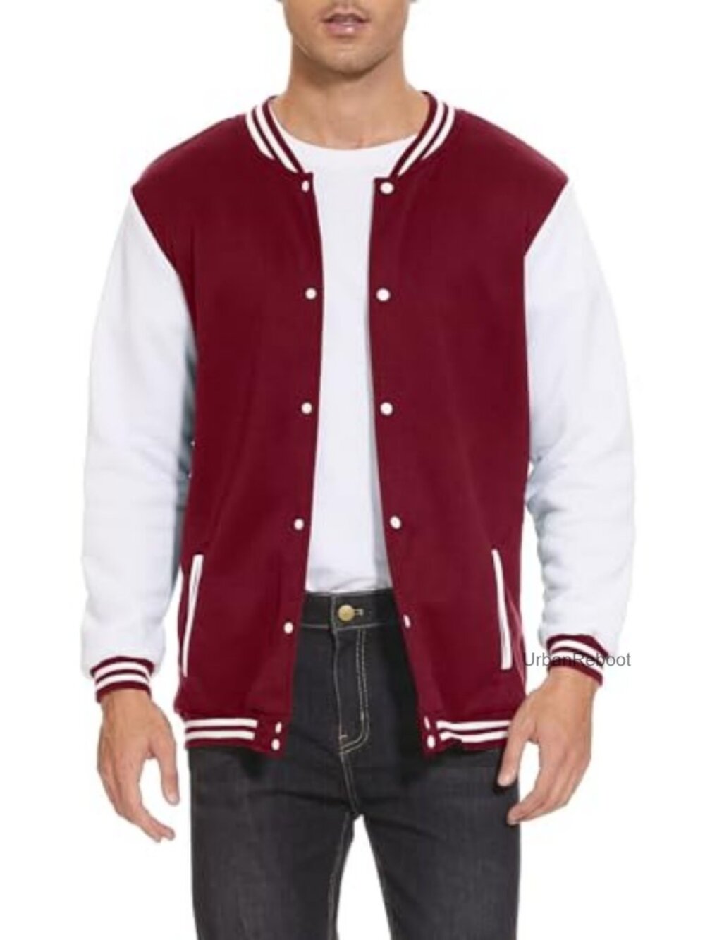 Men's Varsity Jacket 70% Polyester 30% Cotton Button Down Letterman Jacket